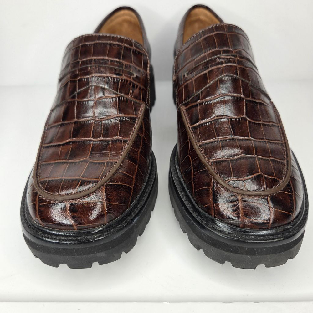 Everlane The Lug Loafer Brown Croc Embossed Women's Size 9.5 Euro 40 Platform - Picture 6 of 13